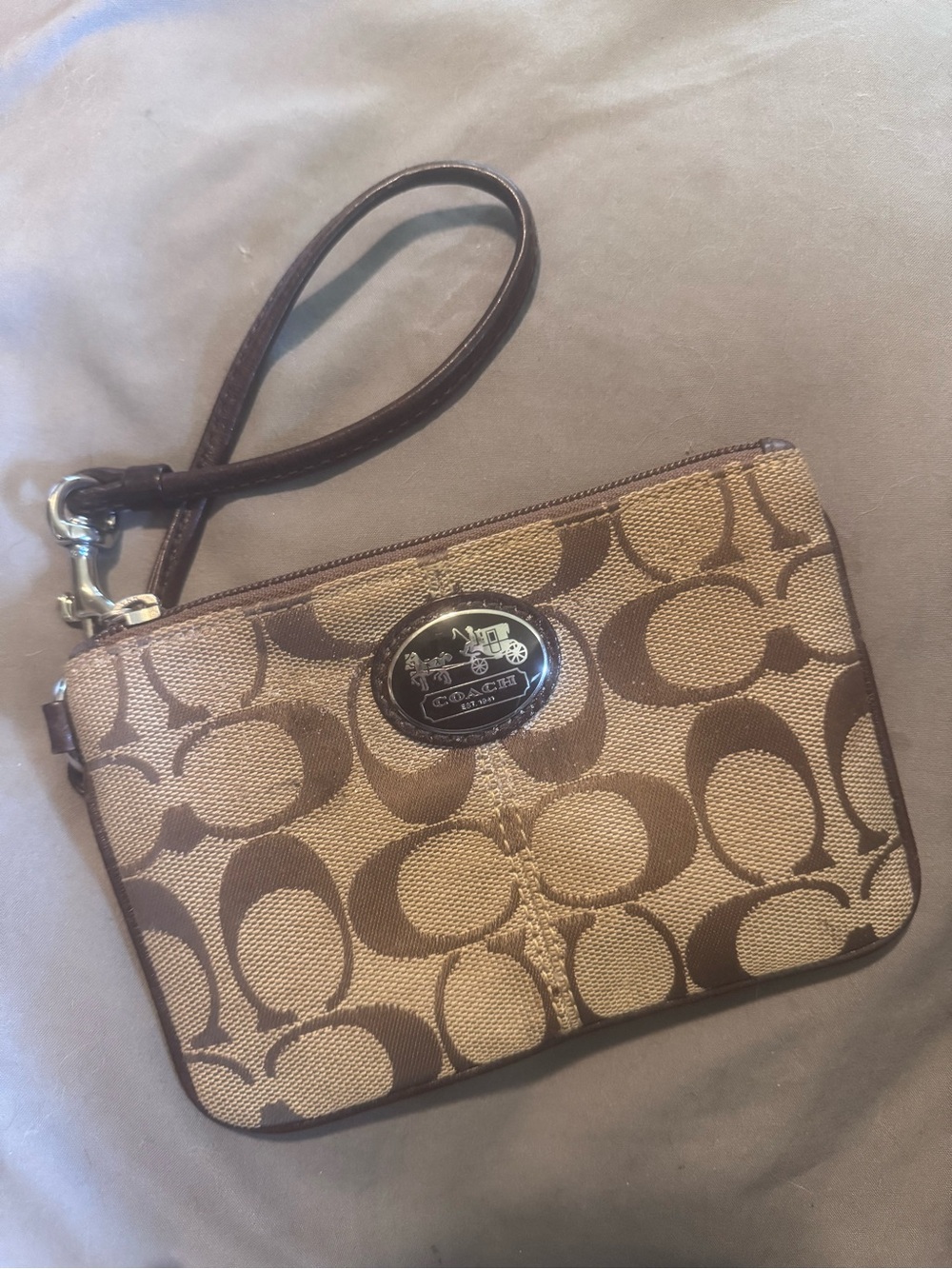 Coach Signature Canvas Wristlet